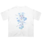 IENITY　/　MOON SIDEのさいばーにゃんこ 💙 (Ver.A) ブルー オーバーサイズTシャツ