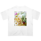 meke flowersのレモンイエローとアップルグリーン オーバーサイズTシャツ