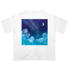 地球屋SUZURI店の星空(ロゴ入り) Oversized T-Shirt