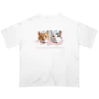 ナナちゃん・ポンちゃんのお店【SUZURI支店】のまんまるねこ Oversized T-Shirt