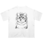 greetenのアート猫　モノクロ　 Oversized T-Shirt