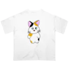 奈良のすごいタオル屋さん ときどき猫のハッピーキャット よろしく オーバーサイズTシャツ