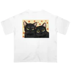 縁-yukari-の双子の黒猫 オーバーサイズTシャツ