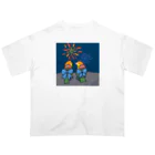 ねぐせSHOPの花火とシロハラちゃん Oversized T-Shirt