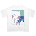 tafu tafuのかわいいポーズのしろぎんしま オーバーサイズTシャツ