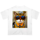 幻想的で創造的の猫にサングラス オーバーサイズTシャツ