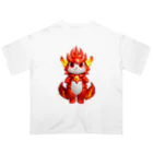 路傍の石のもふもふ村のファイアードラゴン オーバーサイズTシャツ