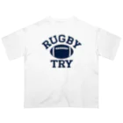 sports_tower スポーツタワーのラグビー・RUGBY・単色・グッズ・デザイン・楕円形ボール・イラスト・スポーツ・Tシャツ・男子・女子・かっこいい・かわいい・選手・ラガーマン・インゴール・ラグビーユニオン・ラグビーリーグ Oversized T-Shirt