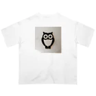 Owlの白黒フクロウちゃんのイラストグッズ オーバーサイズTシャツ