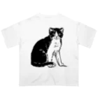 Saza-nami Antique designの白黒ねこ オーバーサイズTシャツ