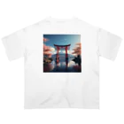 HRC_SUZURI-01の神社 富士山と鳥居 オーバーサイズTシャツ