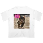 TAIYO 猫好きのピンクロゴCAT 狩猟風 オーバーサイズTシャツ