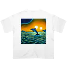 ワシの趣味の夕焼けの海とイルカ達 Oversized T-Shirt