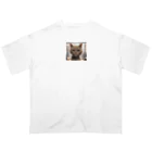 TAIYO 猫好きのビックフォト茶虎模様猫 オーバーサイズTシャツ