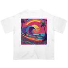 Sea Side TropicalのTropical Beach Surfer Art オーバーサイズTシャツ