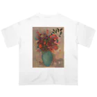 世界美術商店のトルコ石色の花瓶の花 /  The turquoise vase オーバーサイズTシャツ