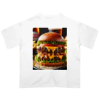 ワンダーワールド・ワンストップのリアルジューシーなハンバーガー オーバーサイズTシャツ