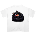 にゃんたれの爆笑しているデブの黒猫 Oversized T-Shirt