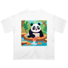 萌えキャラ大好きの温泉を楽しむパンダイラストのグッズ Oversized T-Shirt