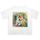 こころやすらぐの水彩子犬　柴犬 オーバーサイズTシャツ