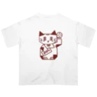 Lin Designのしかくい招き猫 オーバーサイズTシャツ