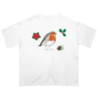 森図鑑の[森図鑑] クリスマスロビン(西洋こまどり)A オーバーサイズTシャツ