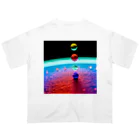 でおきしりぼ子の実験室のParticles‘ World(AI -Aided Design)-Square Pics オーバーサイズTシャツ