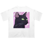 73GTCのかっこいい黒猫3 オーバーサイズTシャツ