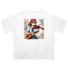 ほっこり絵音舎の弦楽器好きのチョコちゃん オーバーサイズTシャツ