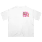 大漁旗　和柄のshopのピンク鳳凰　波　和柄 Oversized T-Shirt