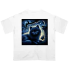 雑貨屋ちぃずの黒猫と夜空 オーバーサイズTシャツ