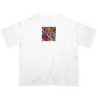 サイケデリックな世界のpsychedelicなヒョウ オーバーサイズTシャツ