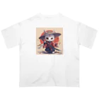 luckycongochanのNeko Samurai オーバーサイズTシャツ