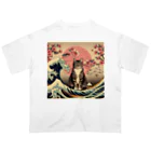 ParadigmStar　パラダイムスターの浮世絵猫　波桜 Oversized T-Shirt