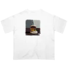 pom-dogの油絵風ハンバーガー オーバーサイズTシャツ