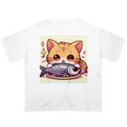 zuuu-の魚を前にドヤ顔にゃんこ☆ オーバーサイズTシャツ