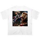Laugh-Tのウサギとライオンのボクシング Oversized T-Shirt