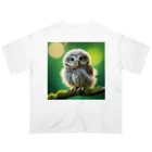 Animal Canvas Collectionの森のふくろう Oversized T-Shirt