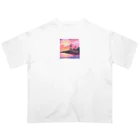 kaori_0546の夕焼けに染まる離島の灯台 オーバーサイズTシャツ