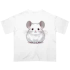 もふっとチンチラ🐭のチンチラ（ホワイト） オーバーサイズTシャツ