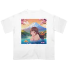 west97の富士山絶景にある露天風呂のかわいい女の子 オーバーサイズTシャツ