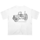 ファンシーTシャツ屋のJeep イラスト ライン画 Oversized T-Shirt