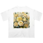 okierazaのペールイエローテーマの花束 オーバーサイズTシャツ