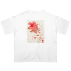 AQUAMETAVERSEのハイビスカスと花びらラフルール1859 オーバーサイズTシャツ