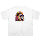 マジカルメッセージのライオンのロックシンガー Oversized T-Shirt