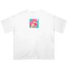 toya-General storeのピンクヘアーレトロガール Oversized T-Shirt