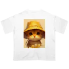 AQUAMETAVERSEの帽子をかぶった可愛い子猫 Marsa オーバーサイズTシャツ