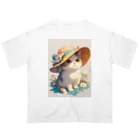 AQUAMETAVERSEの帽子をかぶった可愛い子猫 Marsa 106 Oversized T-Shirt