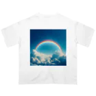 青と緑の青い空と虹 オーバーサイズTシャツ