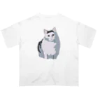 手書きイラストで猫ミームのhuhcat オーバーサイズTシャツ